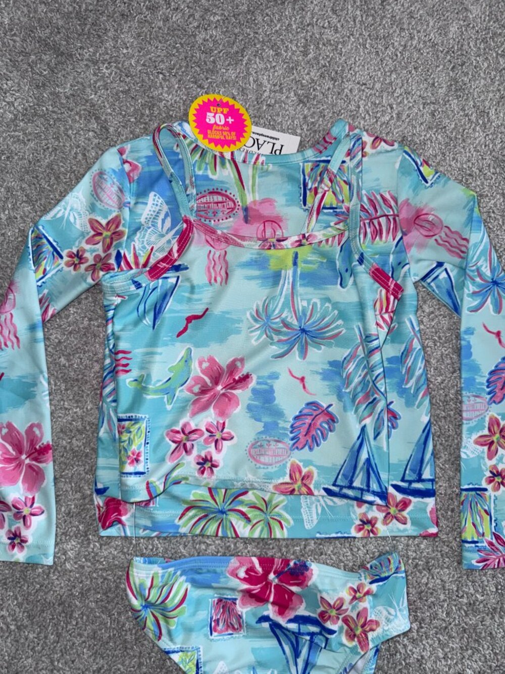 Toddler Girls Size 4T Tropical 3-Piece Swimsuit, New with Tags, NWT - Picture 6 of 8
